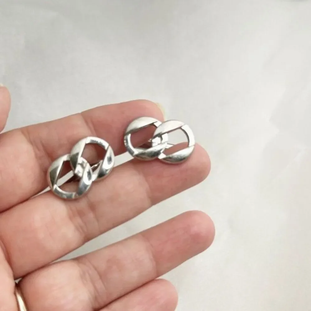 MCM silver tone linked circle cufflinks Swank